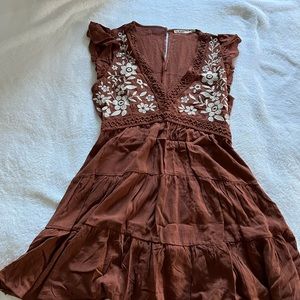 Small Brown Flowy Mini Dress